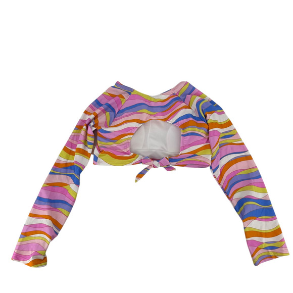Raisins Rash Guard Bikini Top Girls Sz 16 Long Sleeve Colorful Pink Padded Swim - Picture 7 of 7
